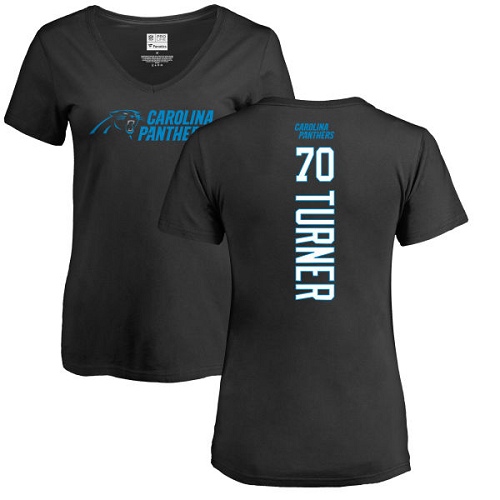 Carolina Panthers Black Women Trai Turner Backer NFL Football #70 T Shirt